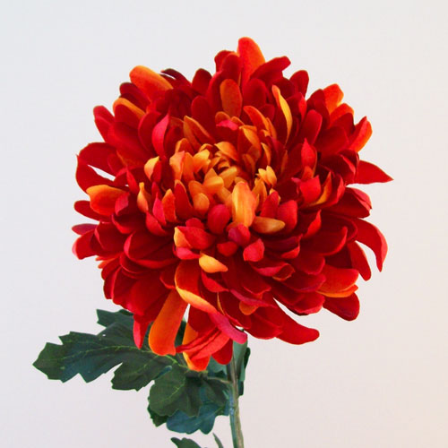 Artificial Bloom Chrysanthemum Flame Red Orange 90cm C182 D1